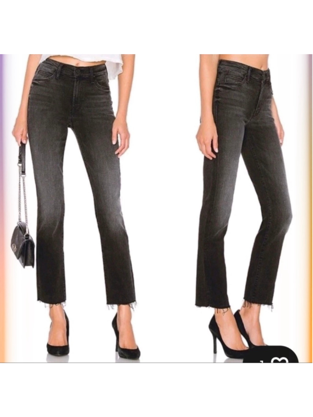 MOTHER Rascal Ankle Snippet Jeans Blackbird Size 32 High Rise Step Hem Crop